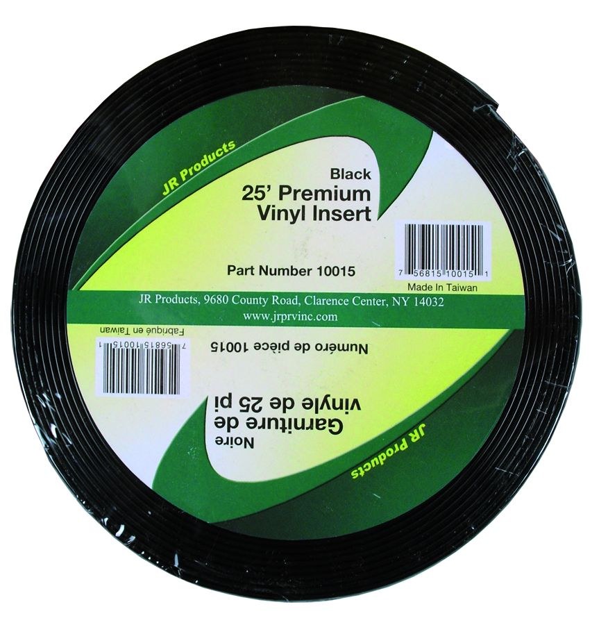 JR Products Trim Molding Insert, Used for Trim Molding, 1 Inch Width X 25 Foot Length, Vinyl, Black – 10015