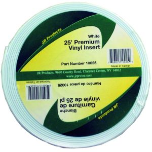 JR Products Trim Molding Insert, Used for Trim Molding, 1 Inch Width X 25 Foot Length, Vinyl, White – 10025