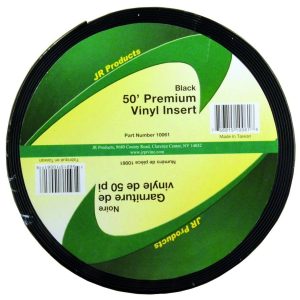 JR Products Trim Molding Insert, Used for Trim Molding, 1 Inch Width X 50 Foot Length, Vinyl, Black – 10061