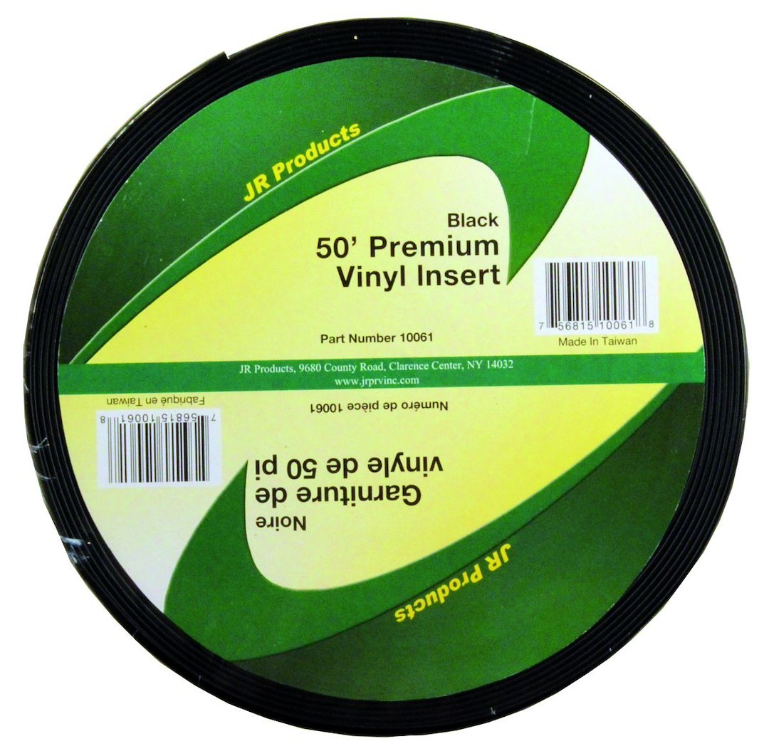 JR Products Trim Molding Insert, Used for Trim Molding, 1 Inch Width X 50 Foot Length, Vinyl, Black – 10061