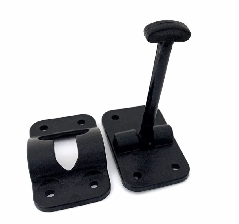JR Products Door Catch, T-Style, 3.5 Inch Length, Black, Plastic, With Mounting Screws, Packaged – 10324