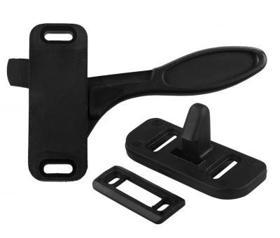 JR Products Screen Door Latch, Replacement for Philips Style Doors, 2.3 Inch Mounting Holes from Centre, Right Hand Opening, Black – 11205