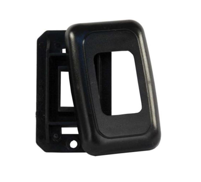 JR Products Multi Purpose Switch Faceplate, Single Switch Opening, 1.250 Inch Width X 1.625 Inch Height, Black, With Switch Base – 12305