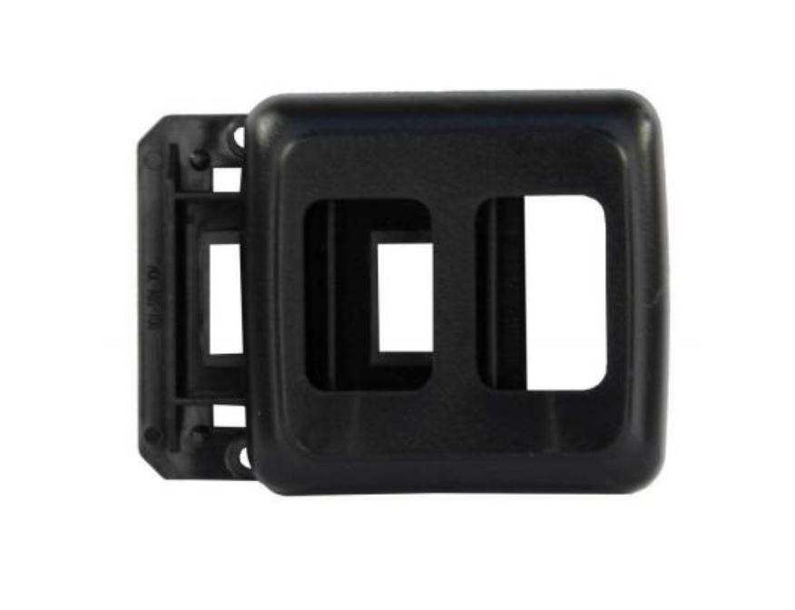JR Products Multi Purpose Switch Faceplate, Double Switch Opening, 1.625 Inch Width X 2.437 Inch Height, Black, With Switch Base – 12315