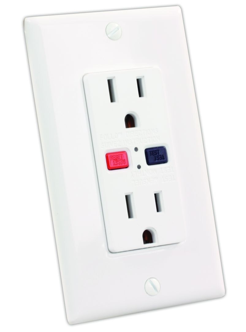 JR Products Receptacle, Ground Fault Interuptor Type, 125 Volt AC, 15 Amp, White – 15005