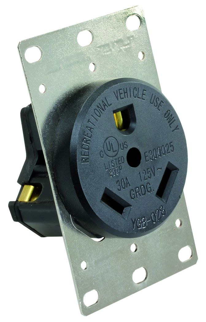 JR Products Receptacle, Uses #10 to # 4 Wire Gauge Range, 30 Amp at 125 Volt AC, Non Ground Fault Interrupter, Single Receptacle – 15075