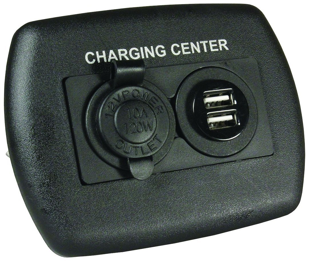JR Products Power Port Socket, 21 Volt 10 Amp at 12 Volt Using 18 Gauge Wire or 20 Amp at 12 Volt Using 14 Gauge Wire, Mounts Under Dash – 15095