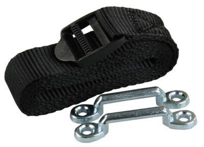 JR Products Battery Box Strap, Use to Secure Any Battery or Battery Box, 54 Inch Length, Black, With Chrome Plated Hardware – 17544