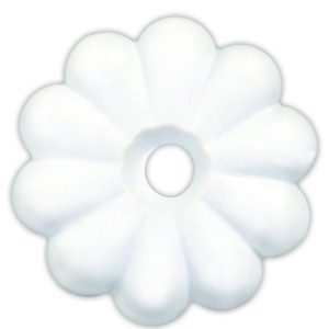 JR Products Screw Rosettes, Use on Ceiling Panels, Flower Pattern, White, Plastic, With Mounting Screws – 20455