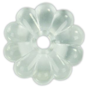 JR Products Screw Rosettes, Use on Ceiling Panels, Flower Pattern, Clear, Plastic, With Mounting Screws – 20465