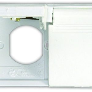 JR Products Receptacle Cover, Used to Cover Standard Two Outlet Electrical Unit, Duplex, Polar White, With Weatherproof Gasket – 47505
