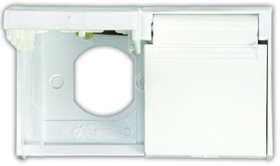 JR Products Receptacle Cover, Used to Cover Standard Two Outlet Electrical Unit, Duplex, Polar White, With Weatherproof Gasket – 47505
