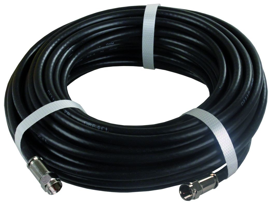 JR Products Coaxial Cable, RG6, With Compression End Fittings, 50 Foot Length, Black – 47985