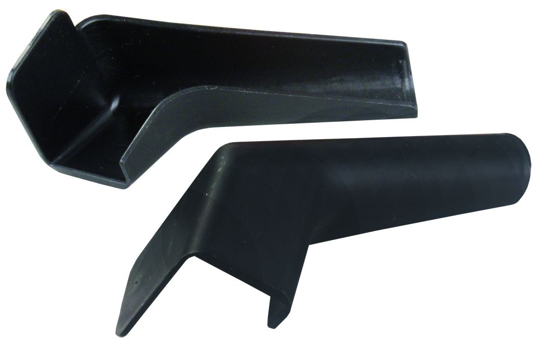 JR Products Drip Rail Gutter Spout, OEM Gutter Spouts, Fits Gutter Rails Up to 1-1/16 Inch Wide, Black, Rigid, With Instructions, Set of 2 – 655-BK-A