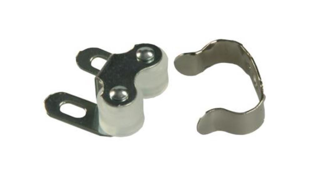 JR Products Door Catch, Use to Keep Cabinet Doors Closed, Double Barrel Catch Type, With Mounting Screws, Set of 2 – 70225