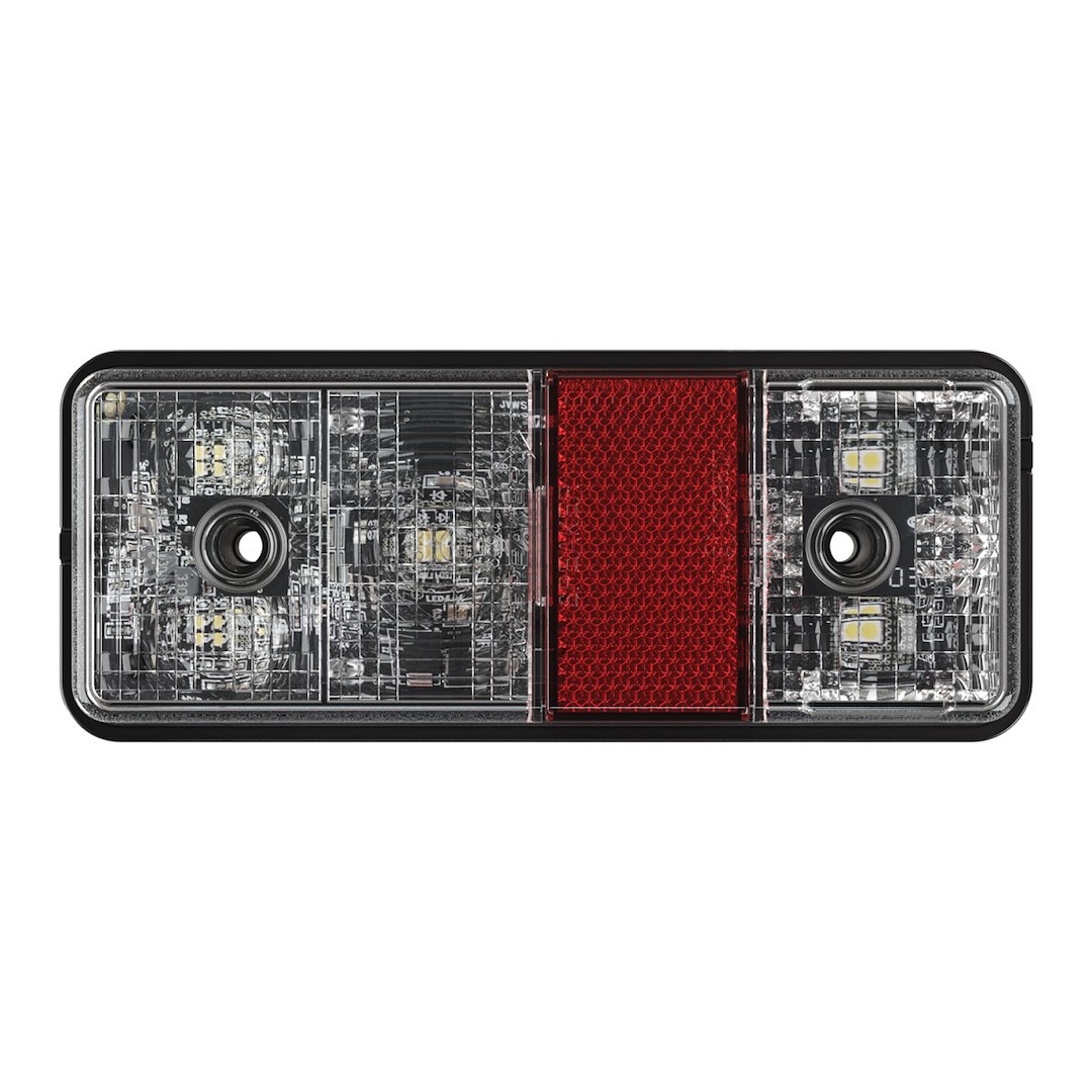 Jw Speaker Trailer Light, 220 Series, Stop/ Turn/ Tail Light, LED Bulb, Rectangular, Clear and Red Lens, 6.33 Inch X 2.6 Inch, Submersible – 0338101