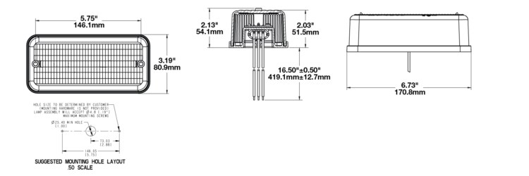Jw Speaker Tail Light Assembly, 270 Series, LED, Red Lens, Black Housing, Clear Bulb, Single, Universal 7 X 3 Inch Rectangular – 0341361