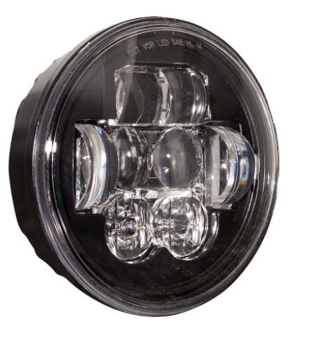 Jw Speaker Headlight Assembly, 8630 Evolution, LED Bulb, High and Low Beam, Clear Bulb, Clear Polycarbonate Lens, Black Aluminum Housing – 0550921