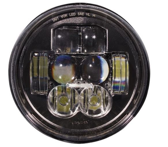 Jw Speaker Headlight Assembly, 8630 Evolution, LED Bulb, High and Low Beam, Clear Bulb, Clear Polycarbonate Lens, Black Aluminum Housing – 0550921