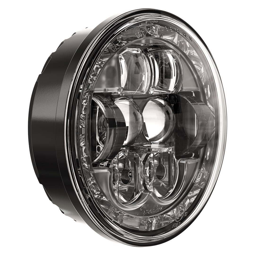 Jw Speaker Headlight Assembly, 8631 Evolution, LED Bulb, High and Low Beam, White Bulb, Clear Polycarbonate Lens, Black Aluminum Housing – 0551631