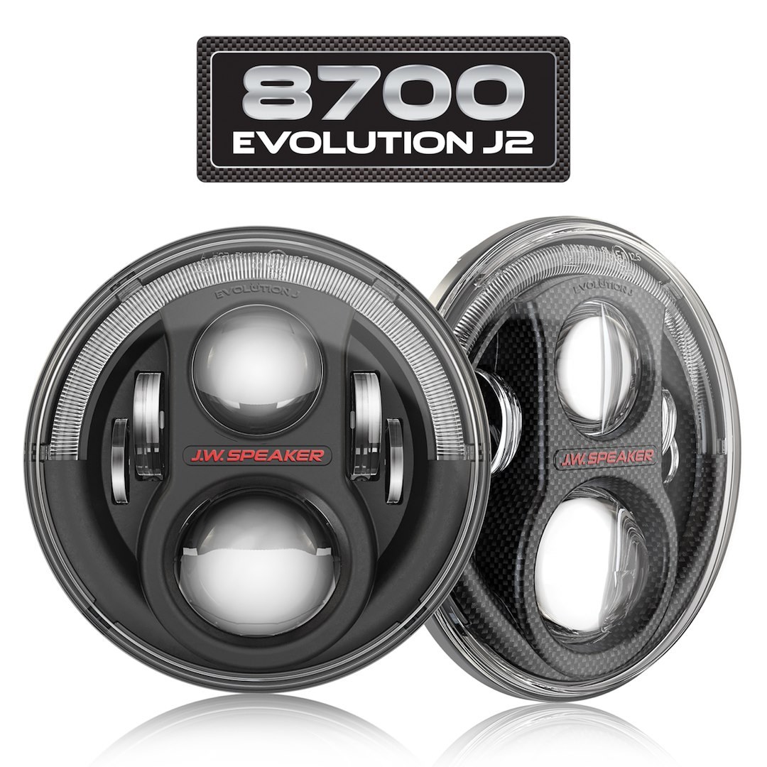 Jw Speaker Headlight Assembly, 8700 Evolution J2, LED Bulb, High and Low Beam with Daytime Running Light, Clear Bulb, Clear Lens – 0554563