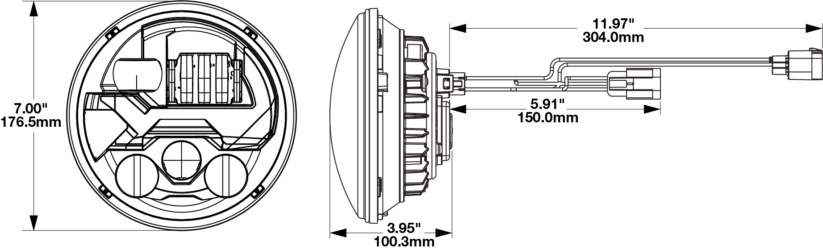 Jw Speaker Headlight Assembly, Model Evo J3, LED Bulb, High and Low Projector Beam with Built IN Turn Signal, Clear/ Amber Bulbs, Clear Lens – 0555593