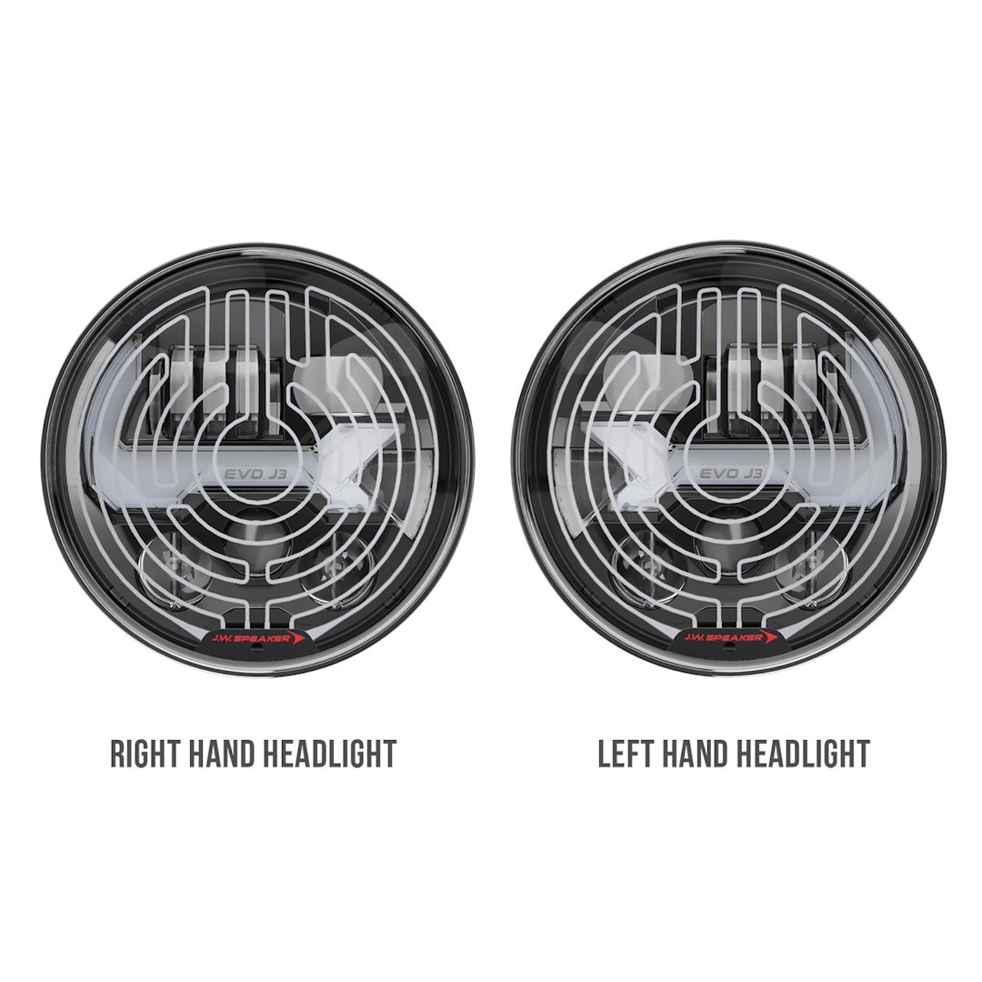 Jw Speaker Headlight Assembly, Model Evo J3, LED Bulb, High and Low Projector Beam with Built IN Turn Signal, Clear/ Amber Bulbs, Clear Lens – 0557193
