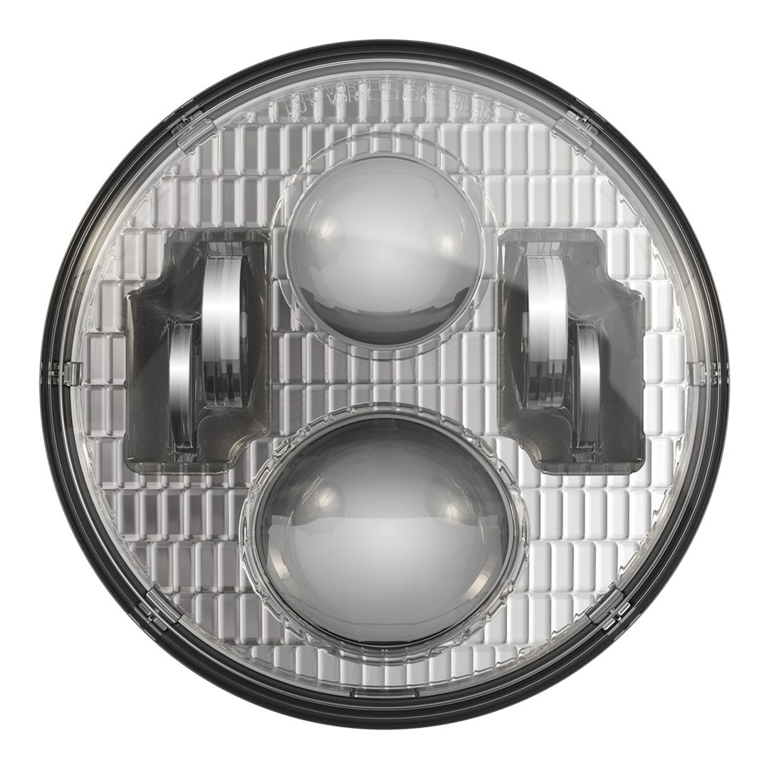 Jw Speaker Headlight Assembly, 8700 Evolution 2 Classic, LED Bulb, High and Low Beam, 4500K White Bulb, Clear Lens, Chrome Housing – 0557661