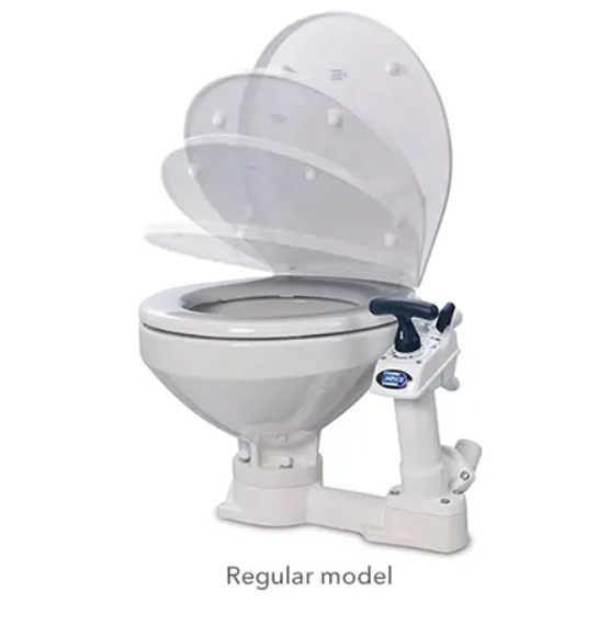Jabsco Toilet, Compact Size Bowl, Twist N Lock Handle, One Handle Flush Control, Manual Flush, White Vitreous China Bowl – 29090-5000
