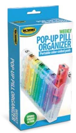 Jobar Vitamin Dispenser, Spring Loaded Type, Double Lock, 7 Individual Color Pods Having 4 Divided Compartments (morn/ Noon/ Eve/ Bed) – RET6548