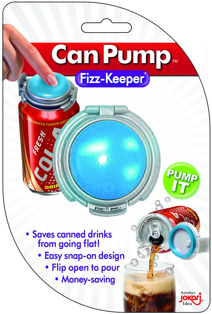Jokari Beverage Can Cap, Fizz Keeper ™, Use to Re-Pressurize and Prevents Soda from Going Flat, Push-IN Type, Snap-On Mount – 05101