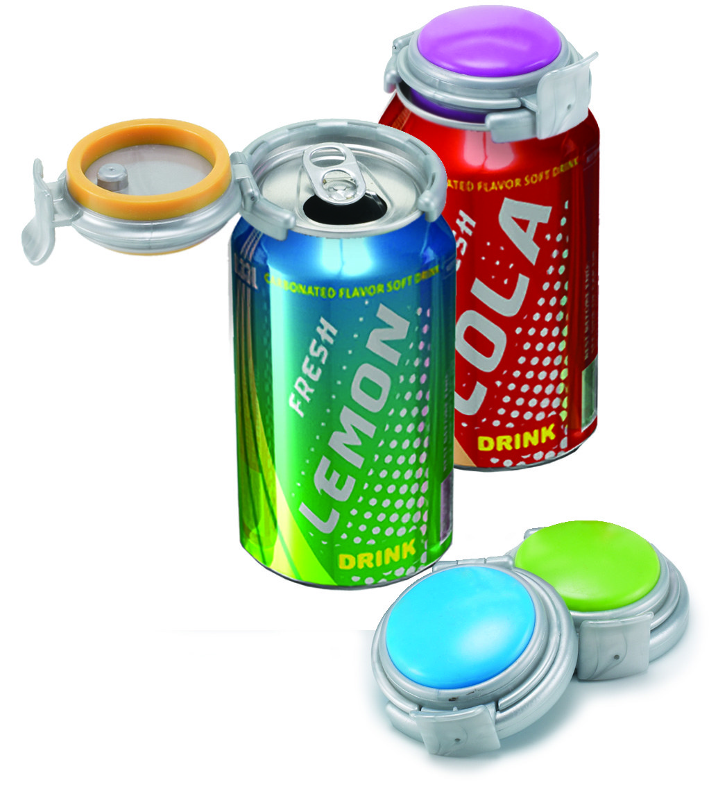 Jokari Beverage Can Cap, Fizz Keeper ™, Use to Re-Pressurize and Prevents Soda from Going Flat, Push-IN Type, Snap-On Mount – 05101