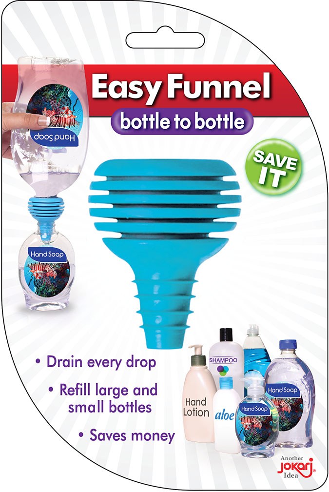Jokari Funnel, Use with Shampoo/ Hand Cleaners/ Liquid Soap/ Lotions/ Bath Oils/ Car Fluids, Round, 2-1/2 Inch Diameter X 2.19 Inch Width – 05206