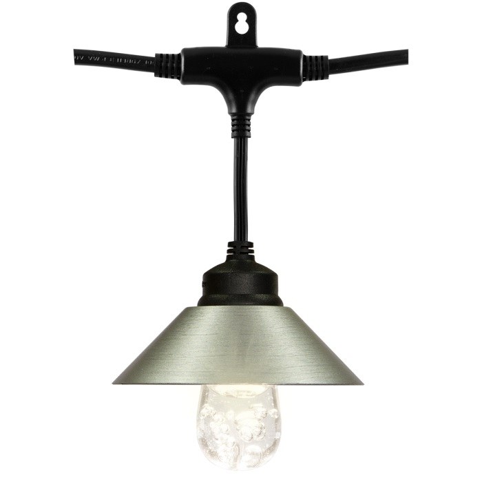 Jasco Party Light Shade, For Use with Enbrighten Vintage Cafe LED Light, Round, Stainless Steel/ Plain – 35917