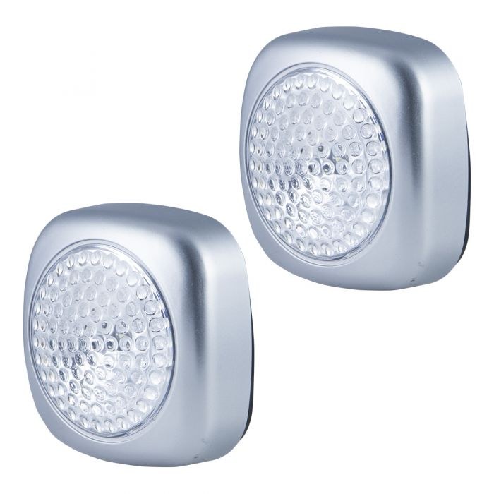 Jasco Interior Light – LED, Energizer, Tap Puck LED Light, Battery Operated, Silver, With Double Sided Tape – 37107