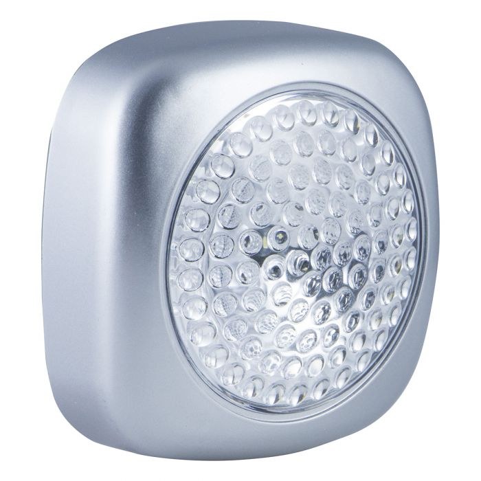 Jasco Interior Light – LED, Energizer, Tap Puck LED Light, Battery Operated, Silver, With Double Sided Tape – 37107