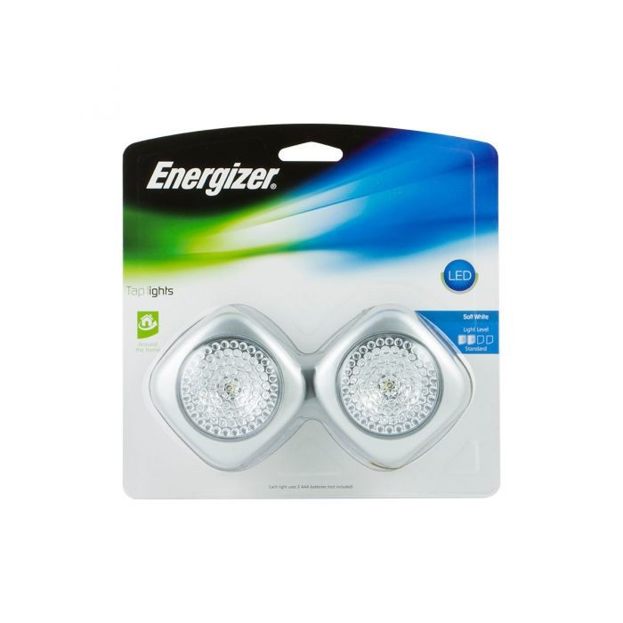 Jasco Interior Light – LED, Energizer, Tap Puck LED Light, Battery Operated, Silver, With Double Sided Tape – 37107