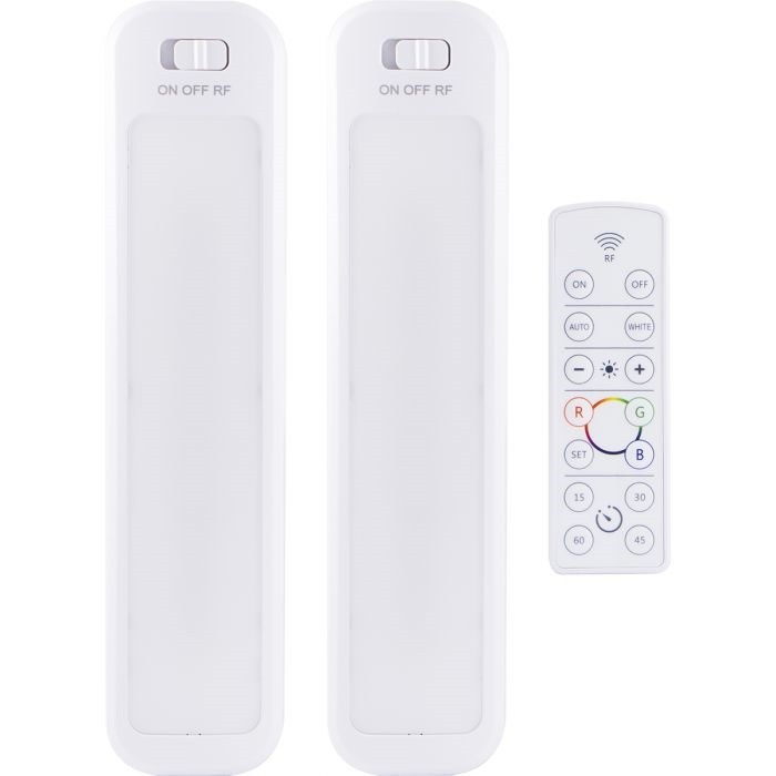 Jasco Interior Light – LED, Energizer, Color Changing Remote Control Light Bar, 10 Inch Length, White, Battery Operated, With Remote Control – 44578