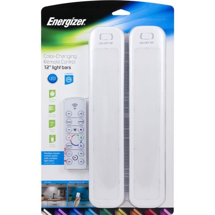 Jasco Interior Light – LED, Energizer, Color Changing Remote Control Light Bar, 10 Inch Length, White, Battery Operated, With Remote Control – 44578