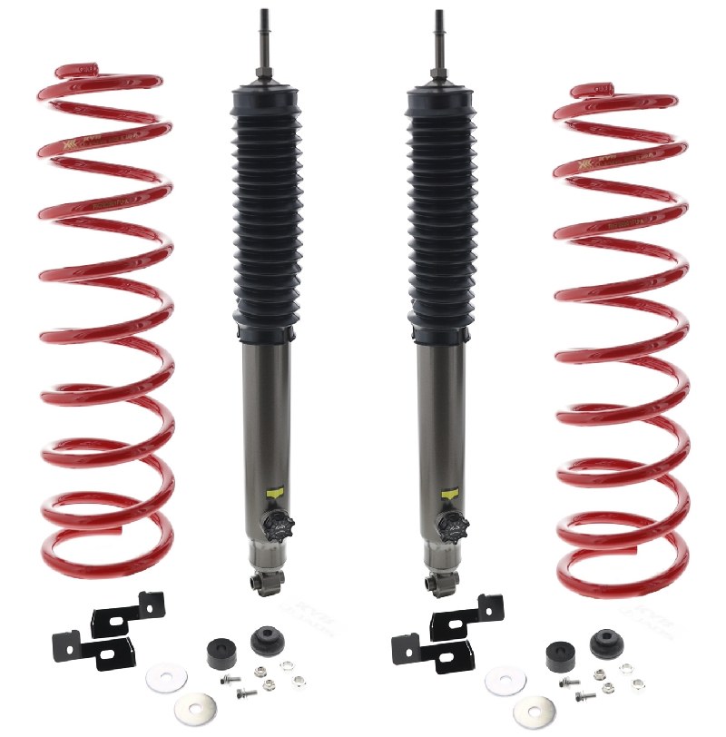 Kyb Shocks Lift Kit Suspension, 2 Inch Front Lift, Black with Red Spring, With Two Adjustable Shocks and Two Springs – SR7002
