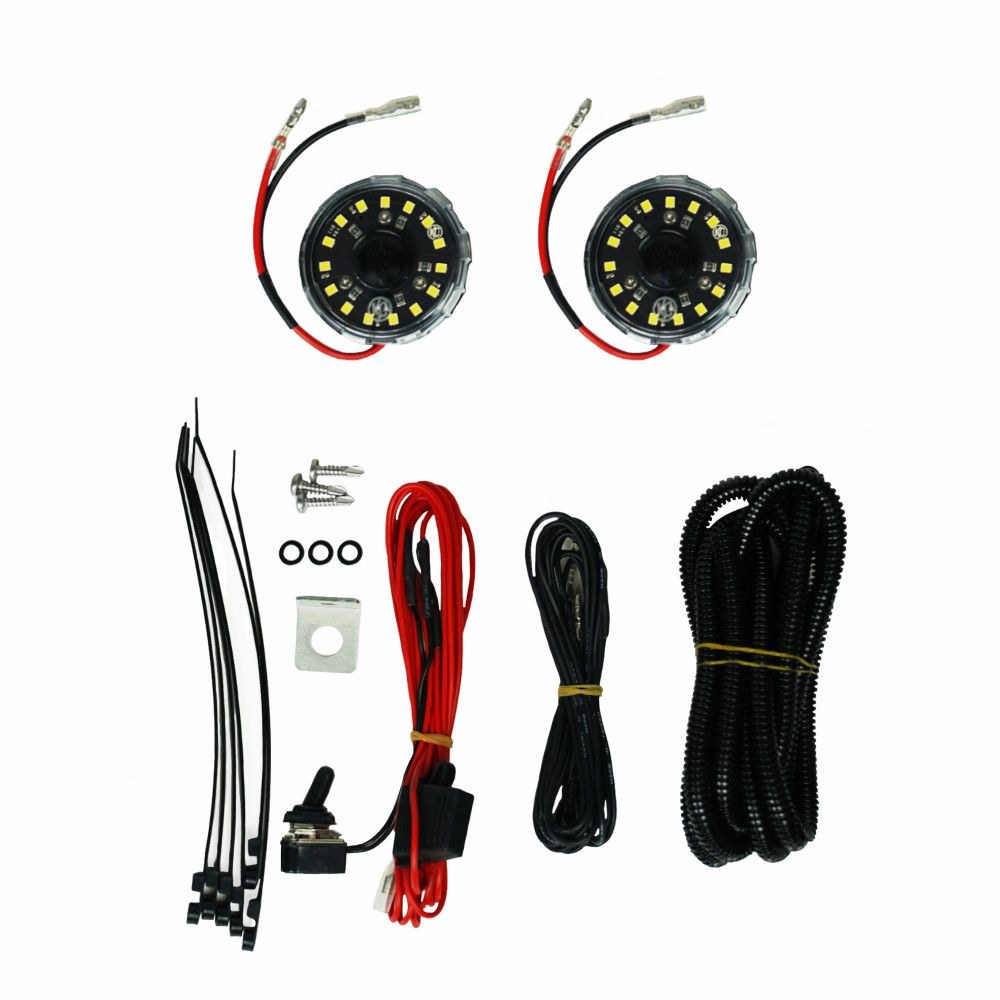 Kc Hilite Underbody Light Kit, Cyclone, Under Hood Mount, Clear Lens, White LED Bulb, Black Aluminum Housing, Set of 2 – 0355