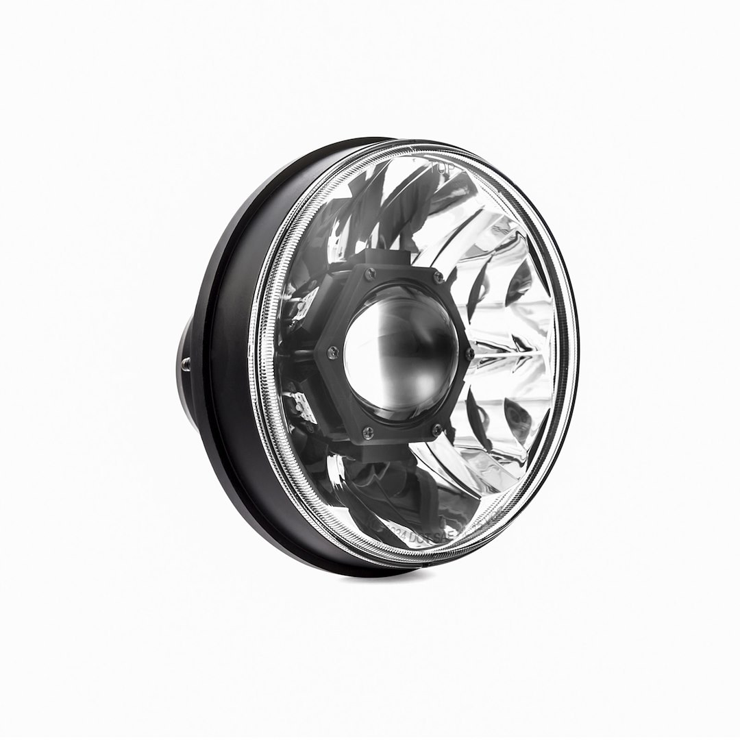 Kc Hilite Headlight Assembly, Gravity ® Pro, LED Bulb, OE Beam, LED Clear Bulb, Clear Lens, Chrome Plated Housing, Single, 7 Inch Round – 4234