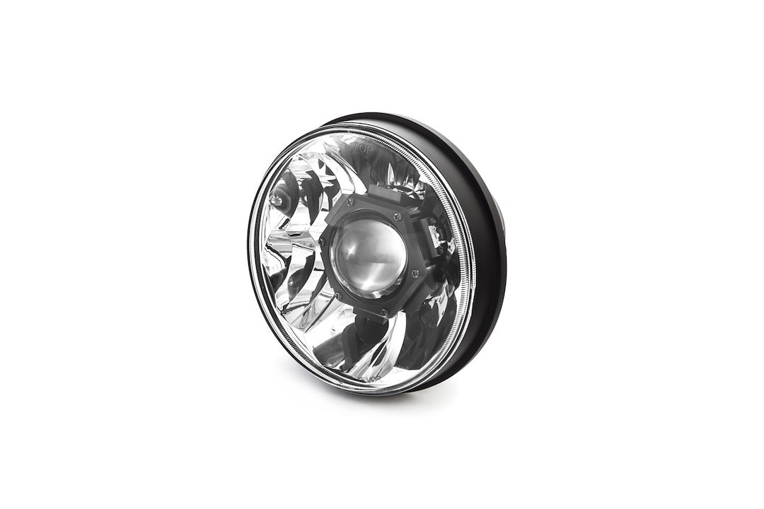 Kc Hilite Headlight Assembly, Gravity ® Pro, LED Bulb, OE Beam, LED Clear Bulb, Clear Lens, Chrome Plated Housing, Single, 7 Inch Round – 4234
