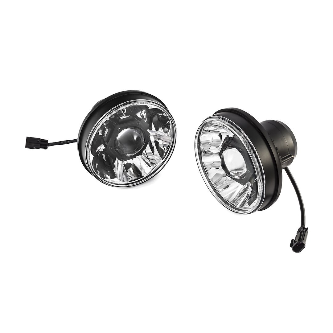 Kc Hilite Headlight Assembly, Gravity ® Pro, LED Bulb, OE Beam, LED Clear Bulb, Clear Lens, Chrome Plated Housing, Set of 2, 7 Inch Round – 42341