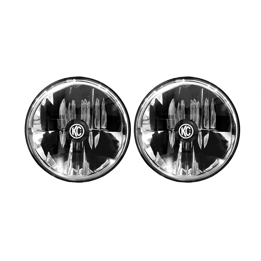 Kc Hilite Headlight Assembly, Gravity, LED Bulb, OE Beam, LED Clear Bulb, Clear Lens, Chrome Plated Housing, Set of 2, 7 Inch Round – 42351