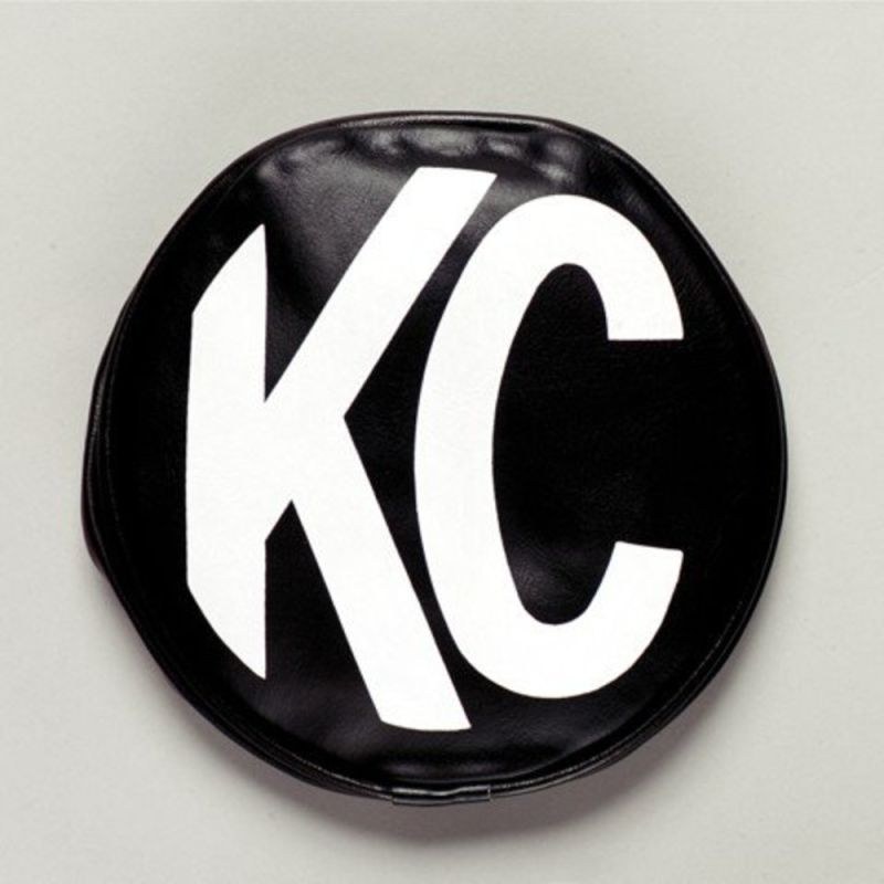 Kc Hilite Driving/ Fog Light Cover, 6 Inch Round, Black, Soft Vinyl, White Kc Logo, Opaque Lens, Set of 2 – 5100