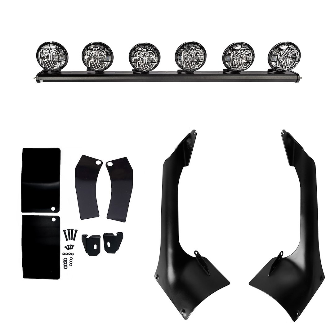 Kc Hilite Driving/ Fog Light Mounting Bar, Xross, Overhead Mount, Mounts Up to 6 Lights, Powder Coated, Black, 6063 T6 Extruded Aluminum – 97061
