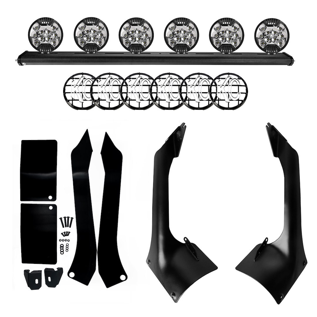 Kc Hilite Driving/ Fog Light Mounting Bar, Xross, Overhead Mount, Mounts Up to Nine 4 Inch Lights, Powder Coated, Black – 97062