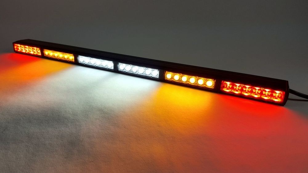 Kc Hilite Light Bar, LED, 28 Inch Length, Red/ Amber/ Clear Cree 4 Watt LED, 5 Max Amp Draw, Flood Beam, 4500 Raw Lumens, Clear Lens – 9801