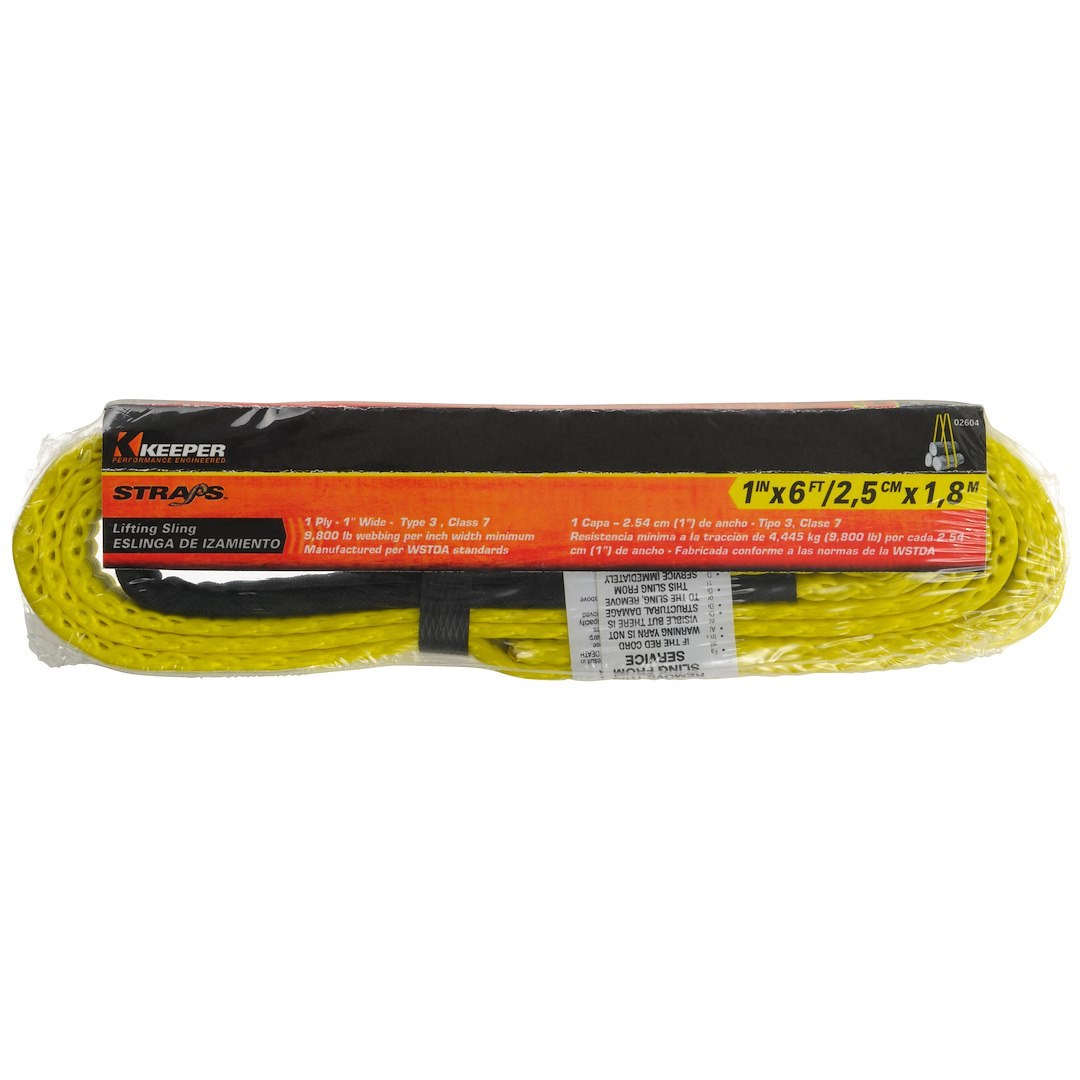 Hampton Prod Tow Strap, 6 Foot Length X 1 Inch Width, 1600 Pounds Vertical/ 1280 Pounds Choker/ 3200 Pounds Basket Rated Capacity, 1 Ply – 02604